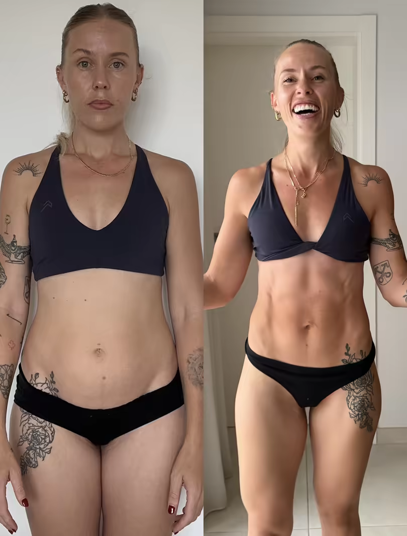 Brigitta before and after their 8-week transformation
