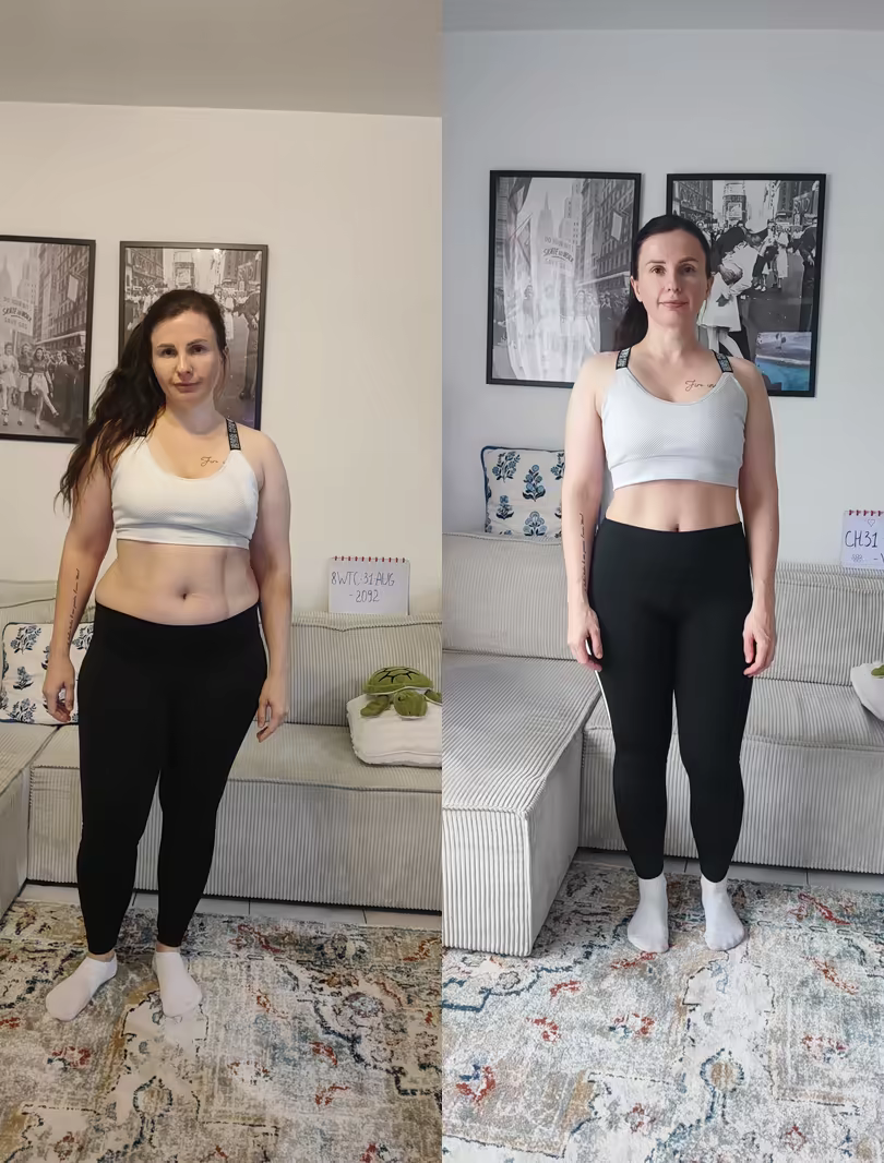 Katerina before and after their 8-week transformation