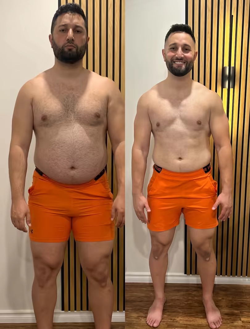 Wassim before and after their 8-week transformation